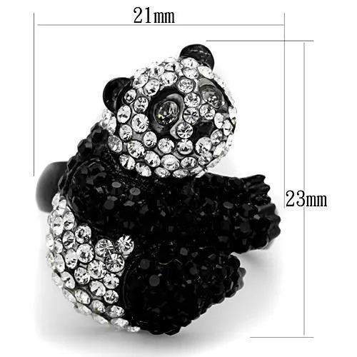 Two-Tone IP Black Stainless Steel Ring with Top Grade Crystal in Black Diamond for Women Style TK1735