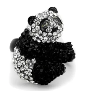 Two-Tone IP Black Stainless Steel Ring with Top Grade Crystal in Black Diamond for Women Style TK1735