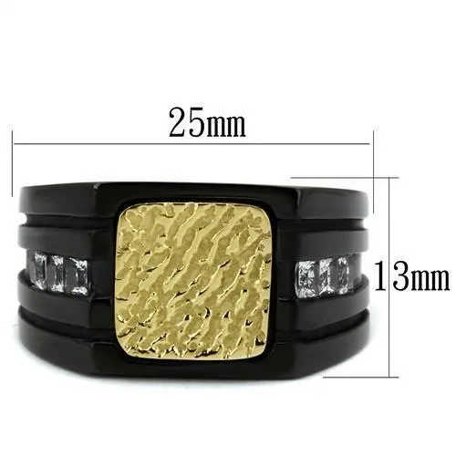 Two-Tone IP Gold (Ion Plating) Stainless Steel Ring with AAA Grade CZ in Clear for Women Style TK2519