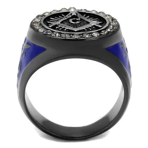 Two Tone IP Light Black (IP Gun) Stainless Steel Ring with Top Grade Crystal in Black Diamond for Women Style TK2637