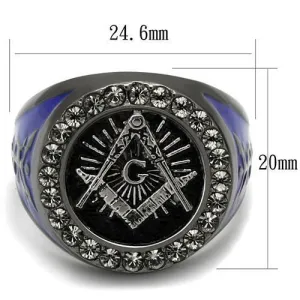 Two Tone IP Light Black (IP Gun) Stainless Steel Ring with Top Grade Crystal in Black Diamond for Women Style TK2637