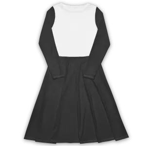'Two Tone' Long Sleeve Midi Dress