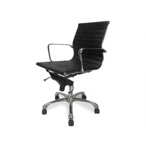 Veera Low Back Office Chair - Black Leather