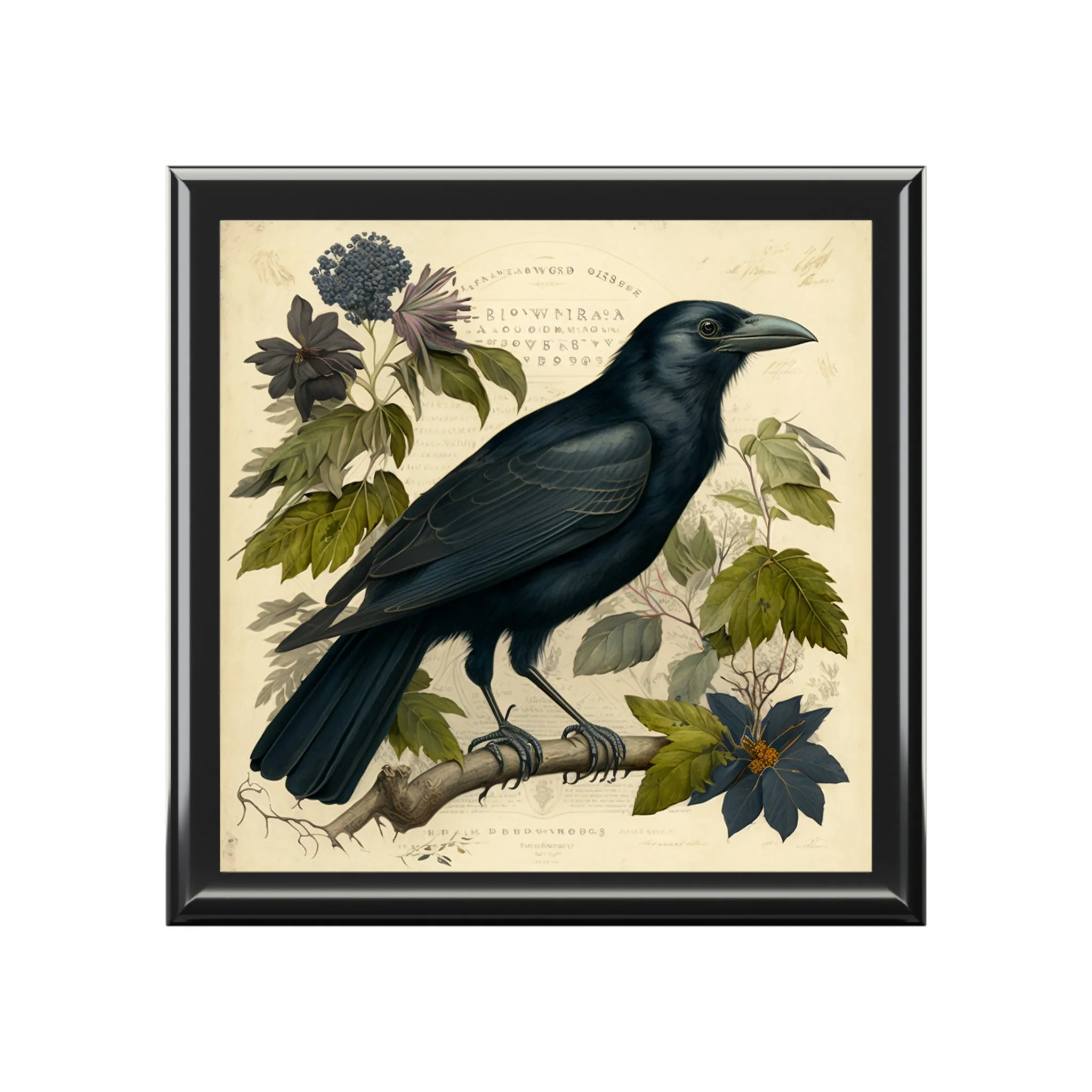 Vintage Crow Wooden Keepsake Jewelry Box