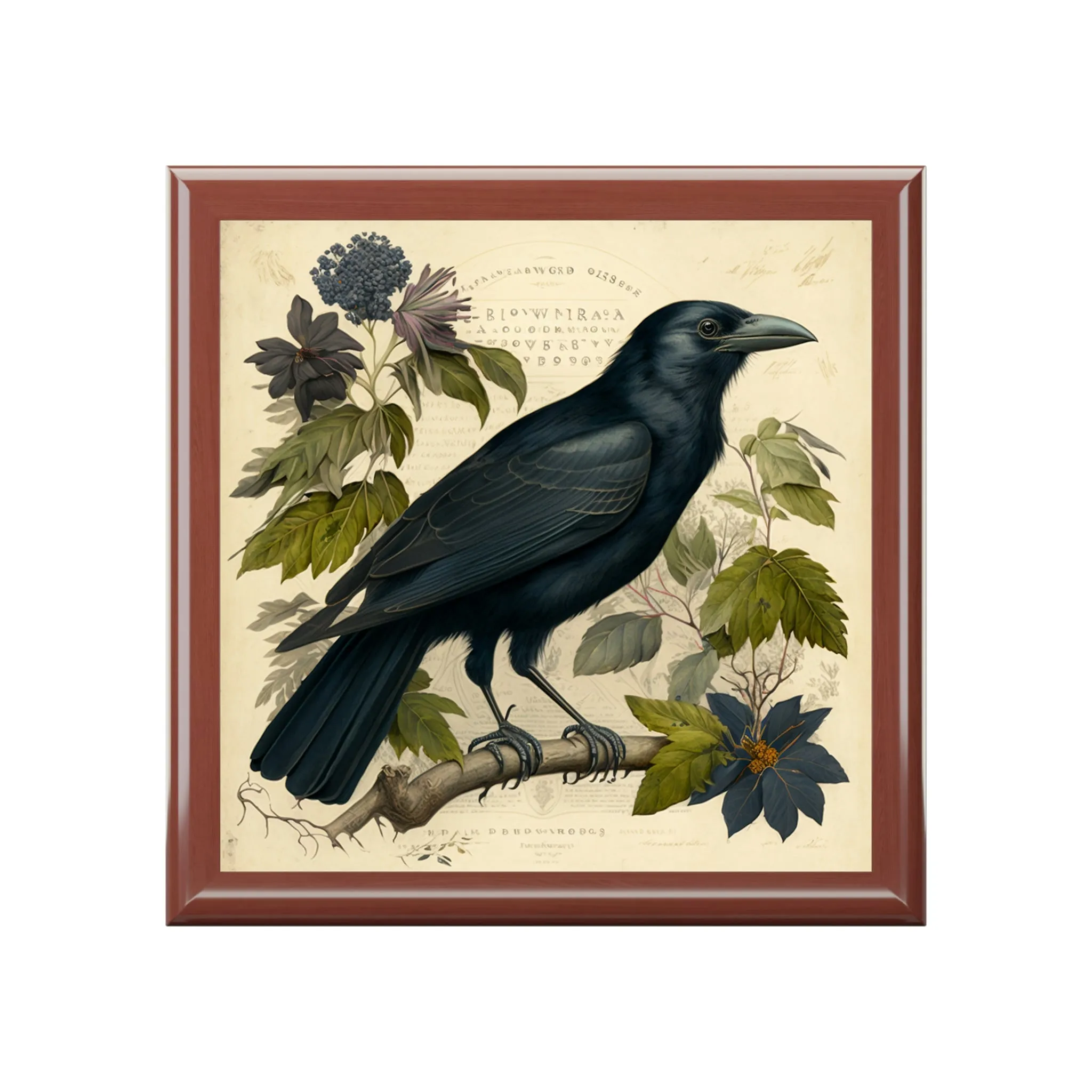 Vintage Crow Wooden Keepsake Jewelry Box