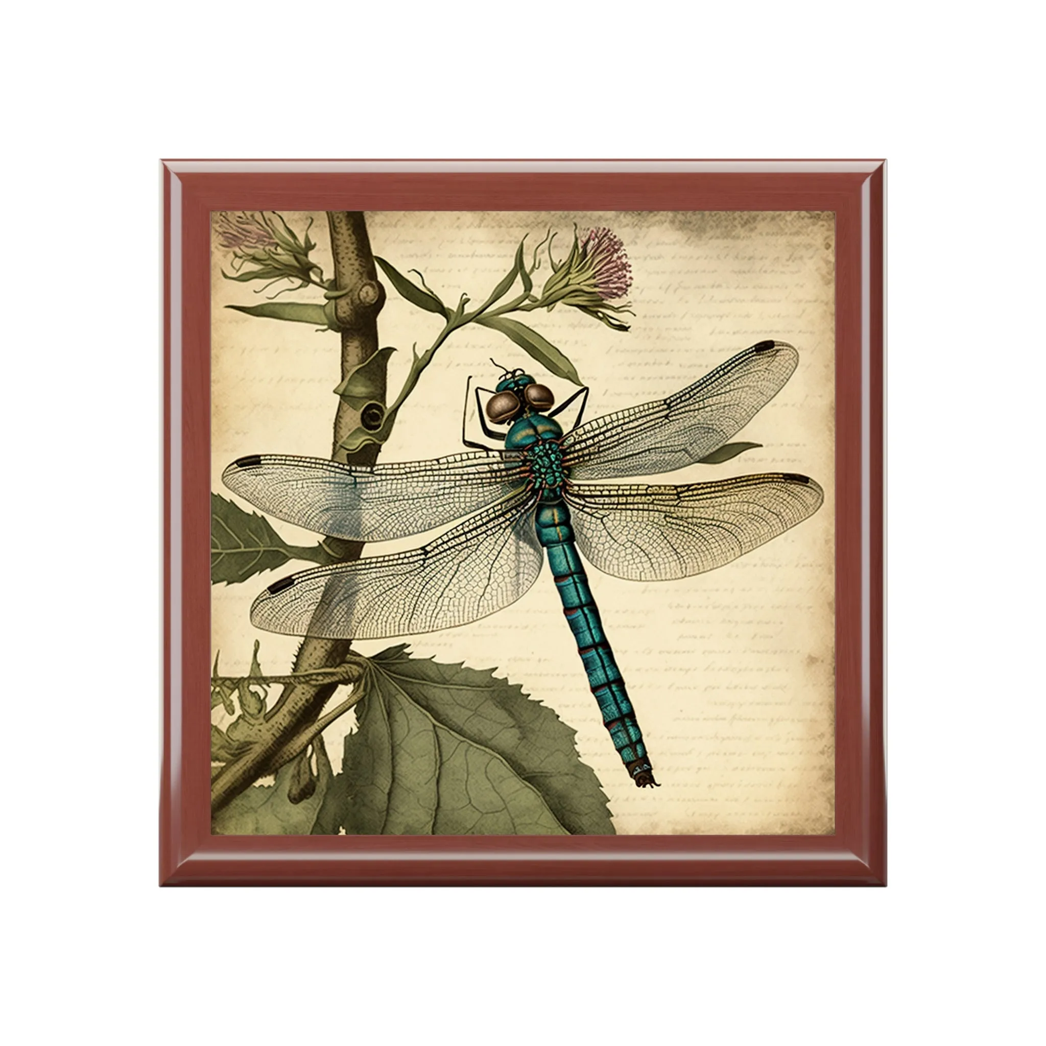 Vintage Dragonfly Wooden Keepsake Jewelry Box