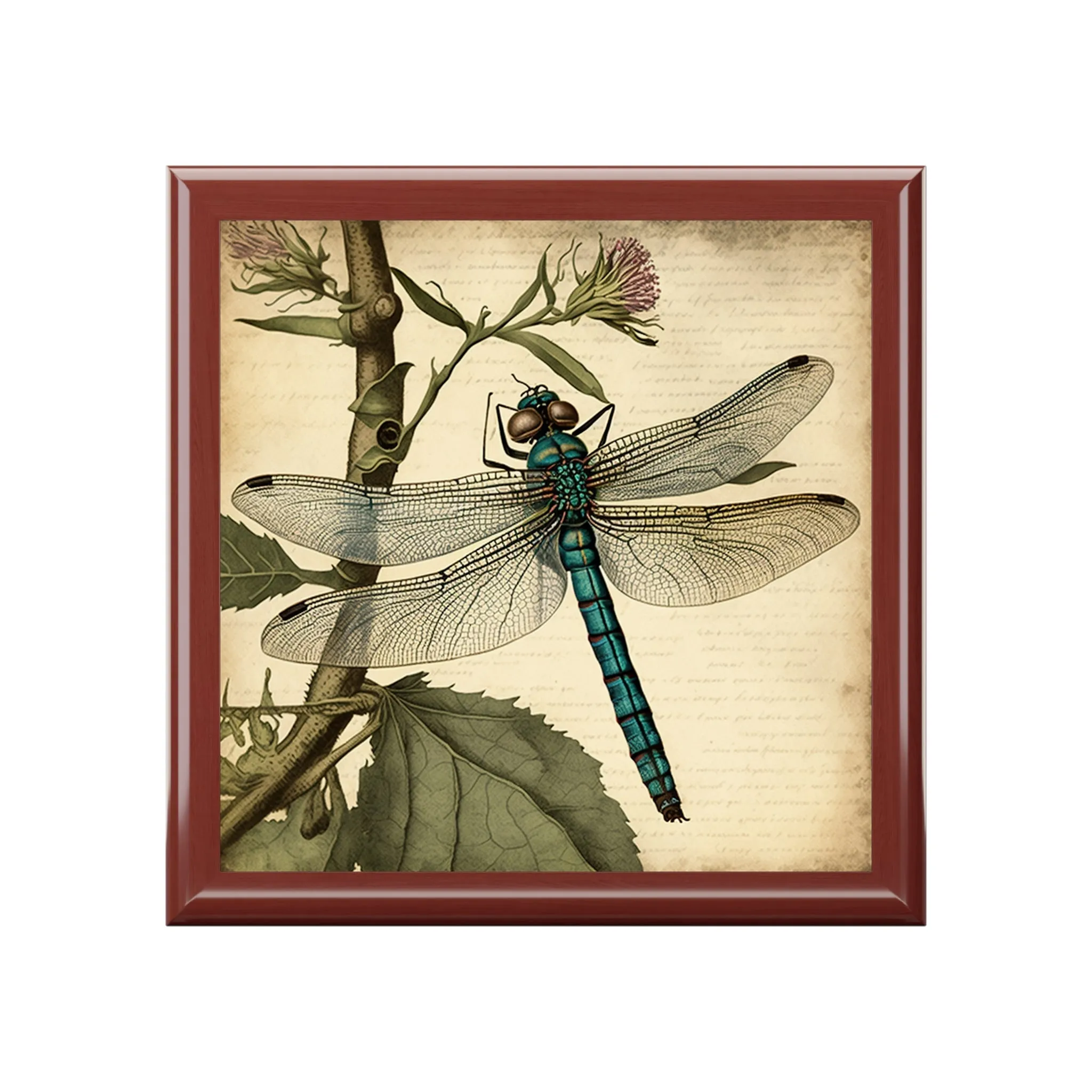 Vintage Dragonfly Wooden Keepsake Jewelry Box