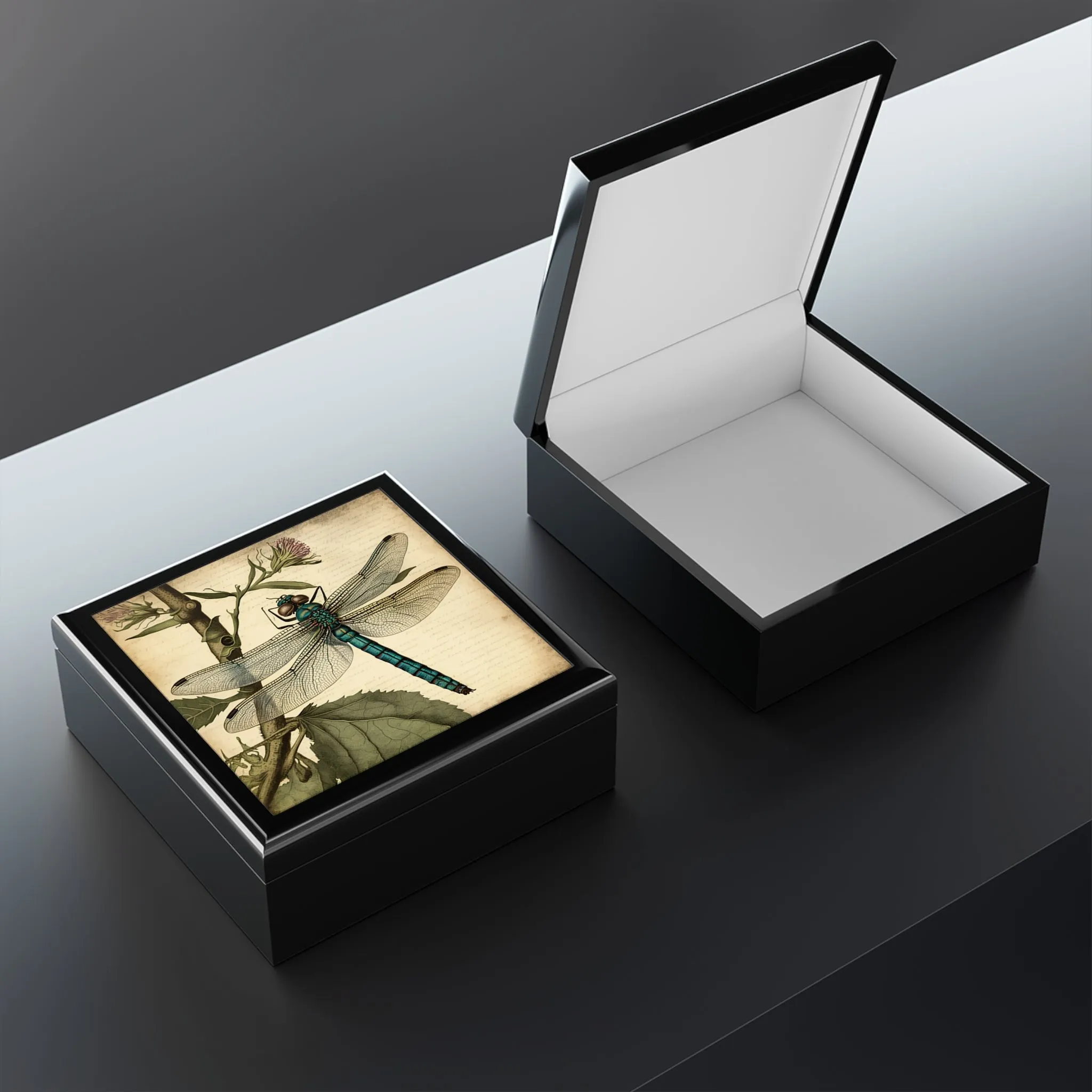 Vintage Dragonfly Wooden Keepsake Jewelry Box