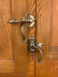 Vintage Ice Box Oak Wood Cabinet, Brass Hardware