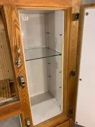 Vintage Ice Box Oak Wood Cabinet, Brass Hardware