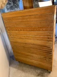 Vintage Ice Box Oak Wood Cabinet, Brass Hardware