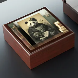 Vintage Panda Bear Art Wooden Keepsake Jewelry Box