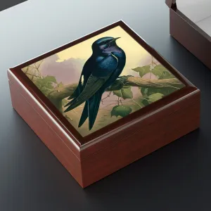 Vintage Purple Martin Wooden Keepsake Jewelry Box