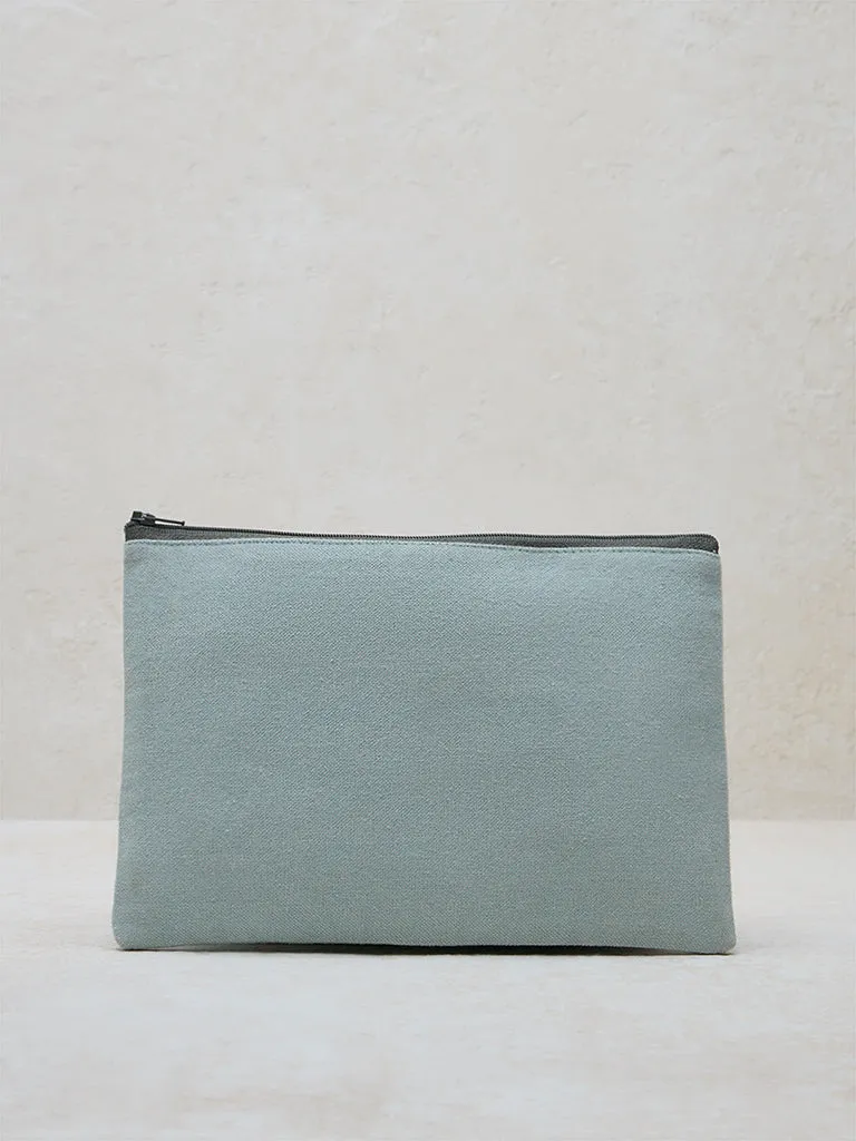 Westside Home Blue Embroidered Pouch