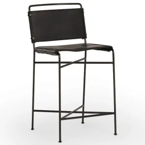 Wharton Bar & Counter Stool, Distressed Black, Set of 2