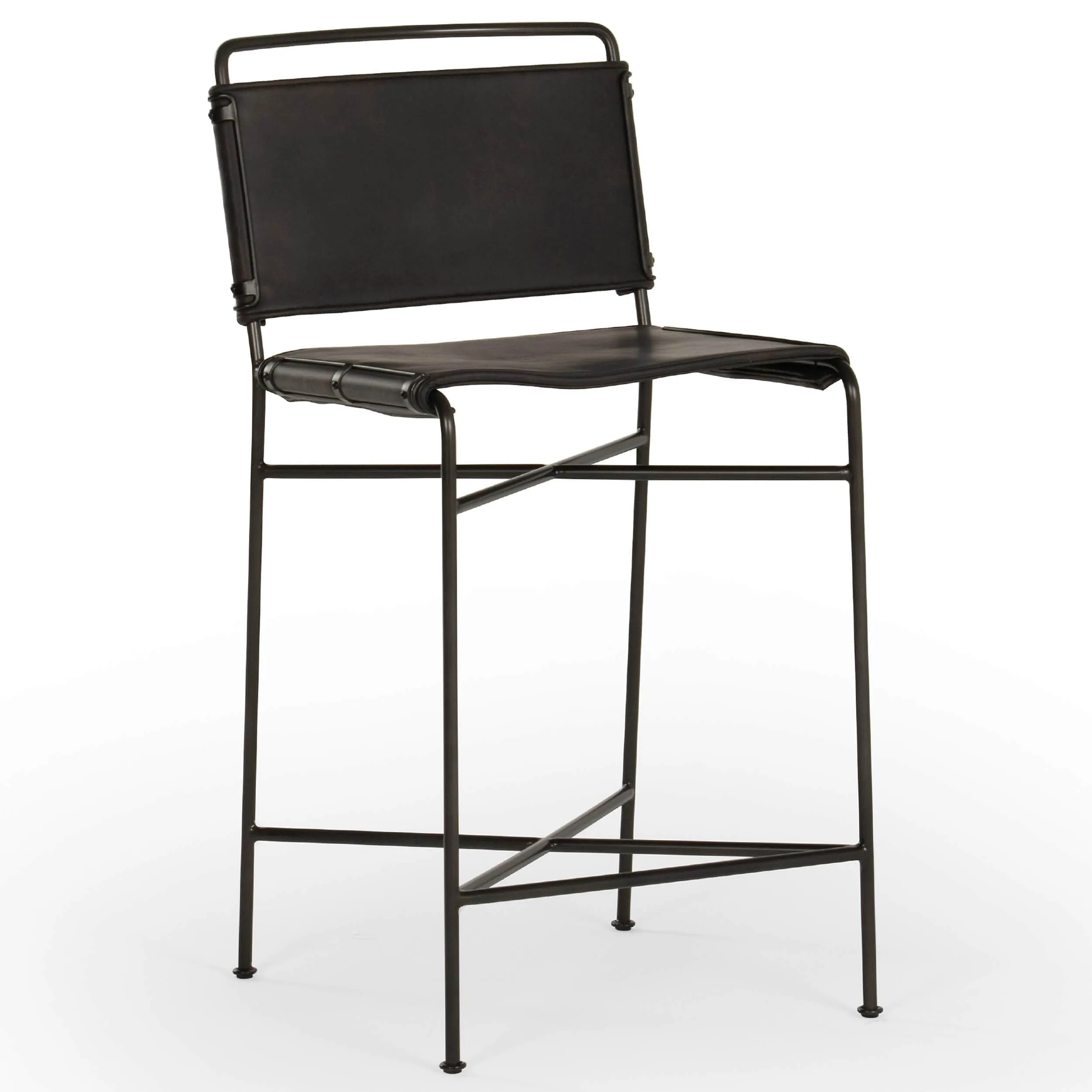 Wharton Bar & Counter Stool, Distressed Black, Set of 2