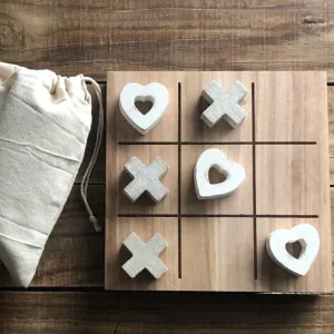 White and Wood Tic Tac Toe Board