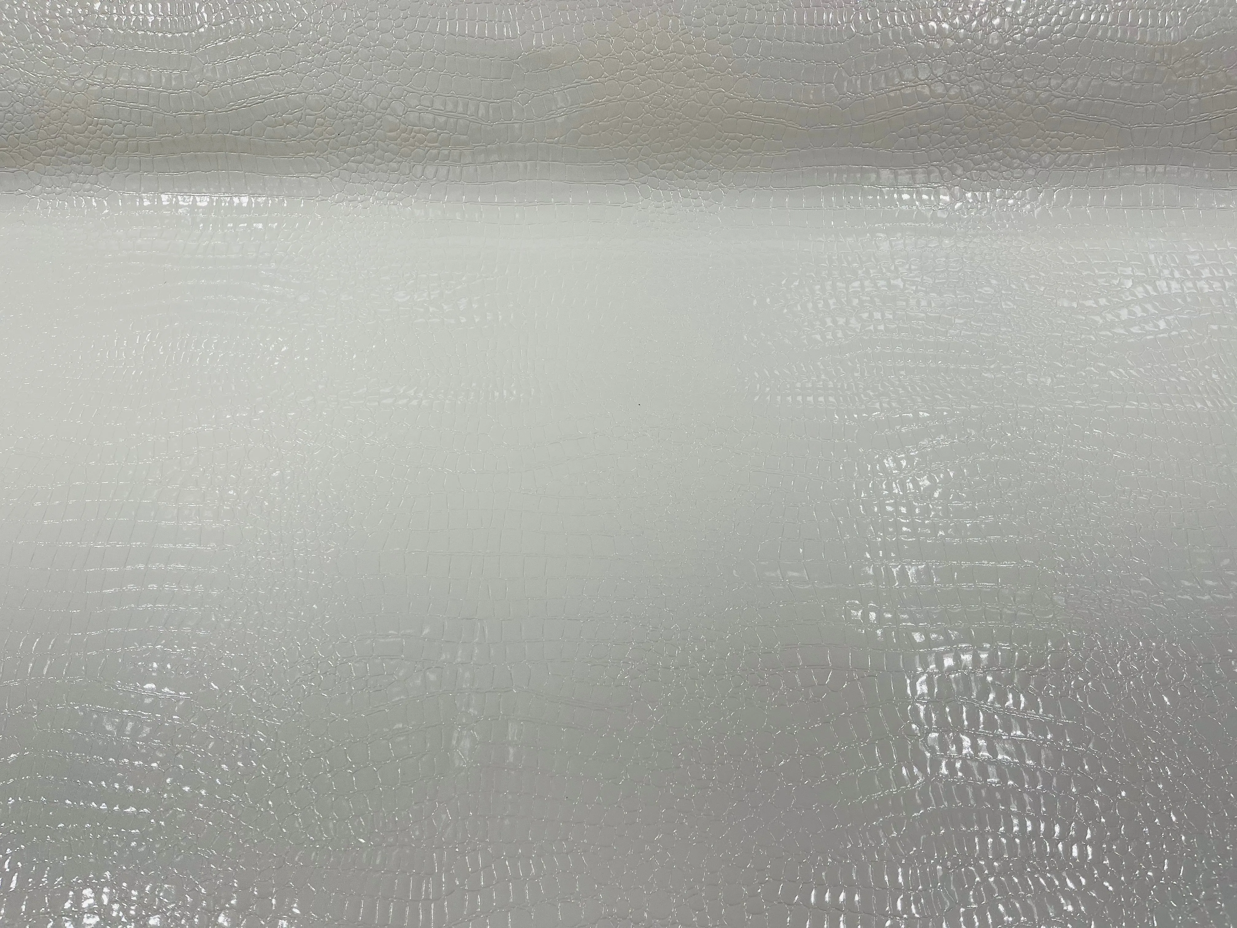 White Faux Crocodile Vinyl Embossed 3D Scales-Faux Leather-Sold By Yard