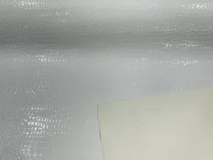 White Faux Crocodile Vinyl Embossed 3D Scales-Faux Leather-Sold By Yard