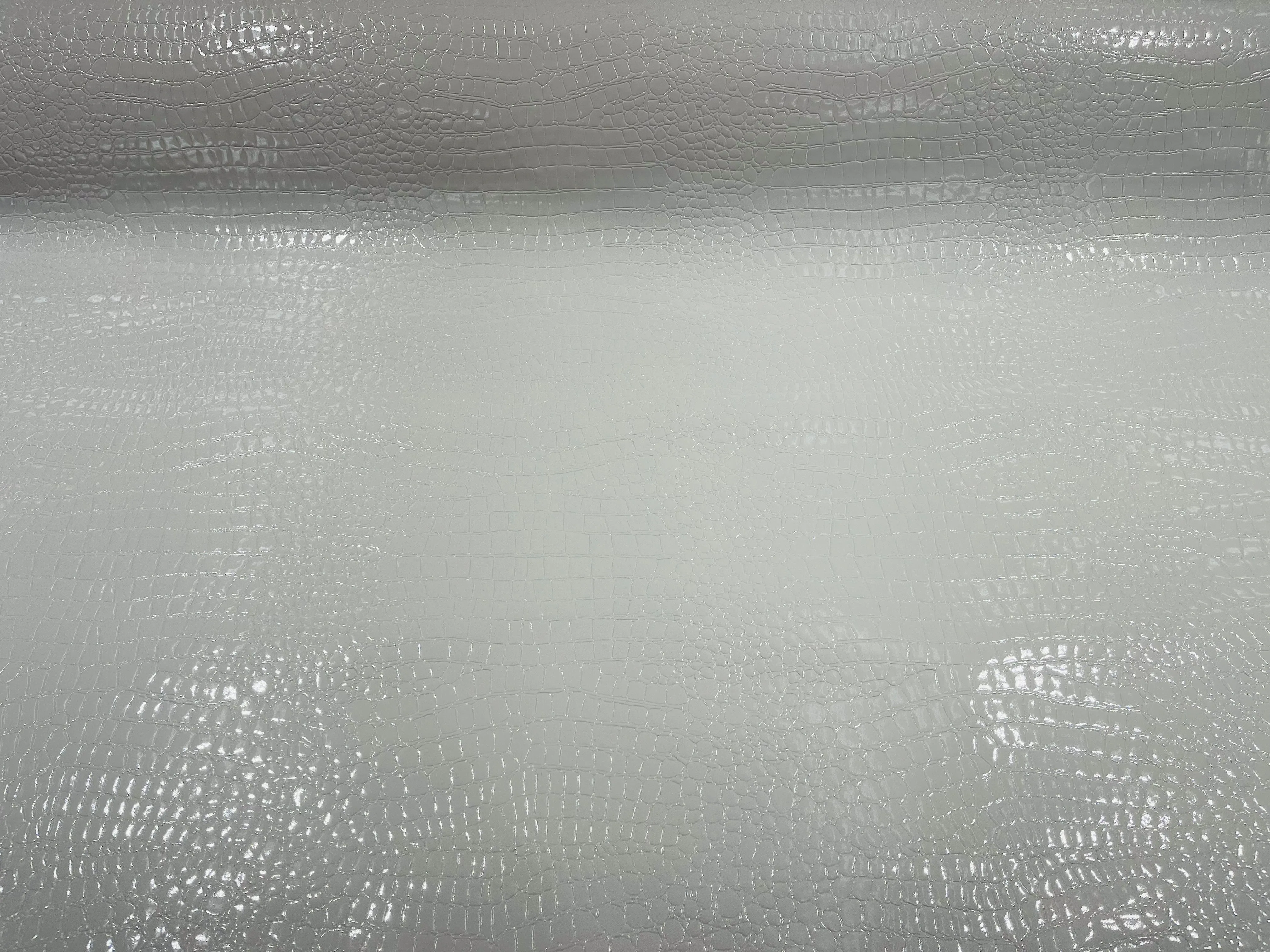 White Faux Crocodile Vinyl Embossed 3D Scales-Faux Leather-Sold By Yard