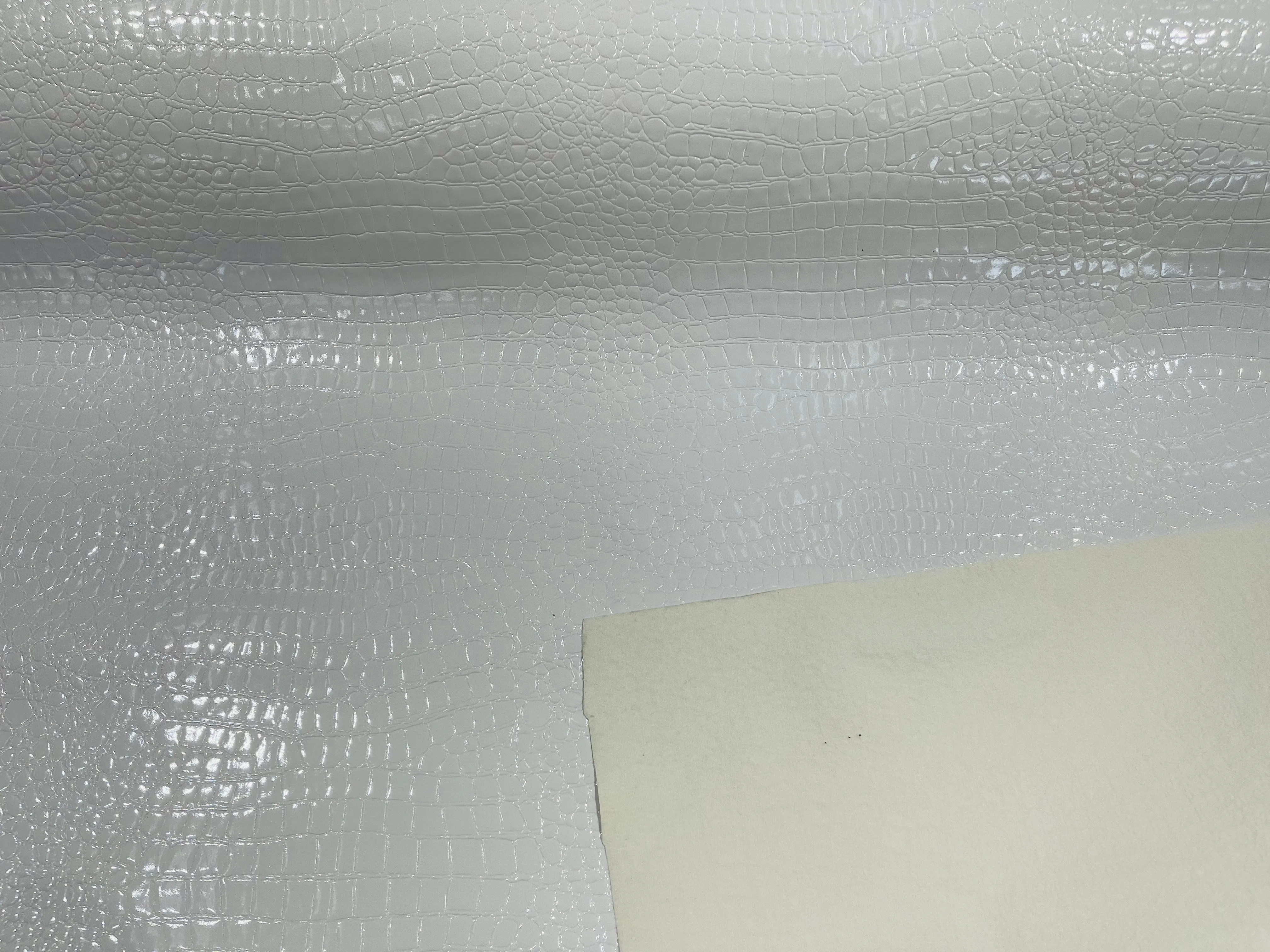 White Faux Crocodile Vinyl Embossed 3D Scales-Faux Leather-Sold By Yard