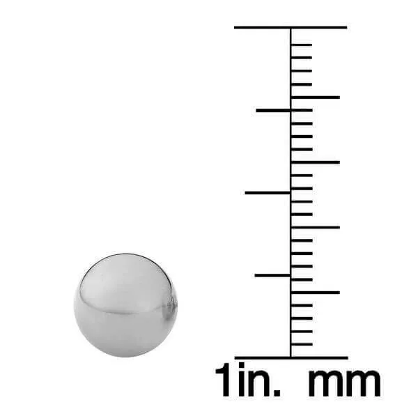 White Gold Ball Earrings High Polished 3MM - 10MM 14k with Silicone Protected Gold Pushbacks