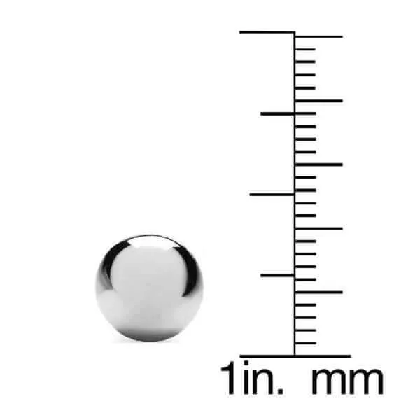 White Gold Ball Earrings High Polished 3MM - 10MM 14k with Silicone Protected Gold Pushbacks