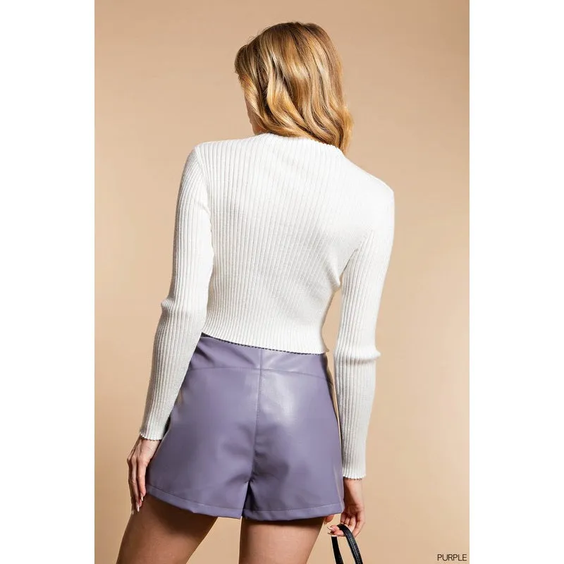 Women's Faux Leather Skort