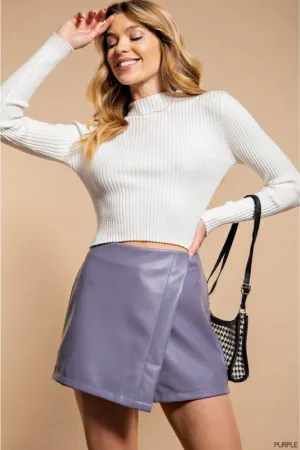 Women's Faux Leather Skort