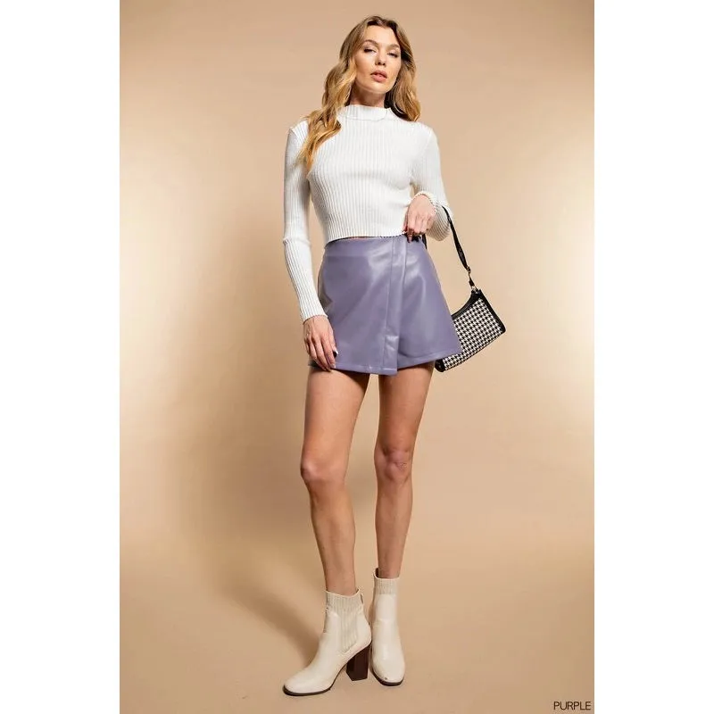 Women's Faux Leather Skort