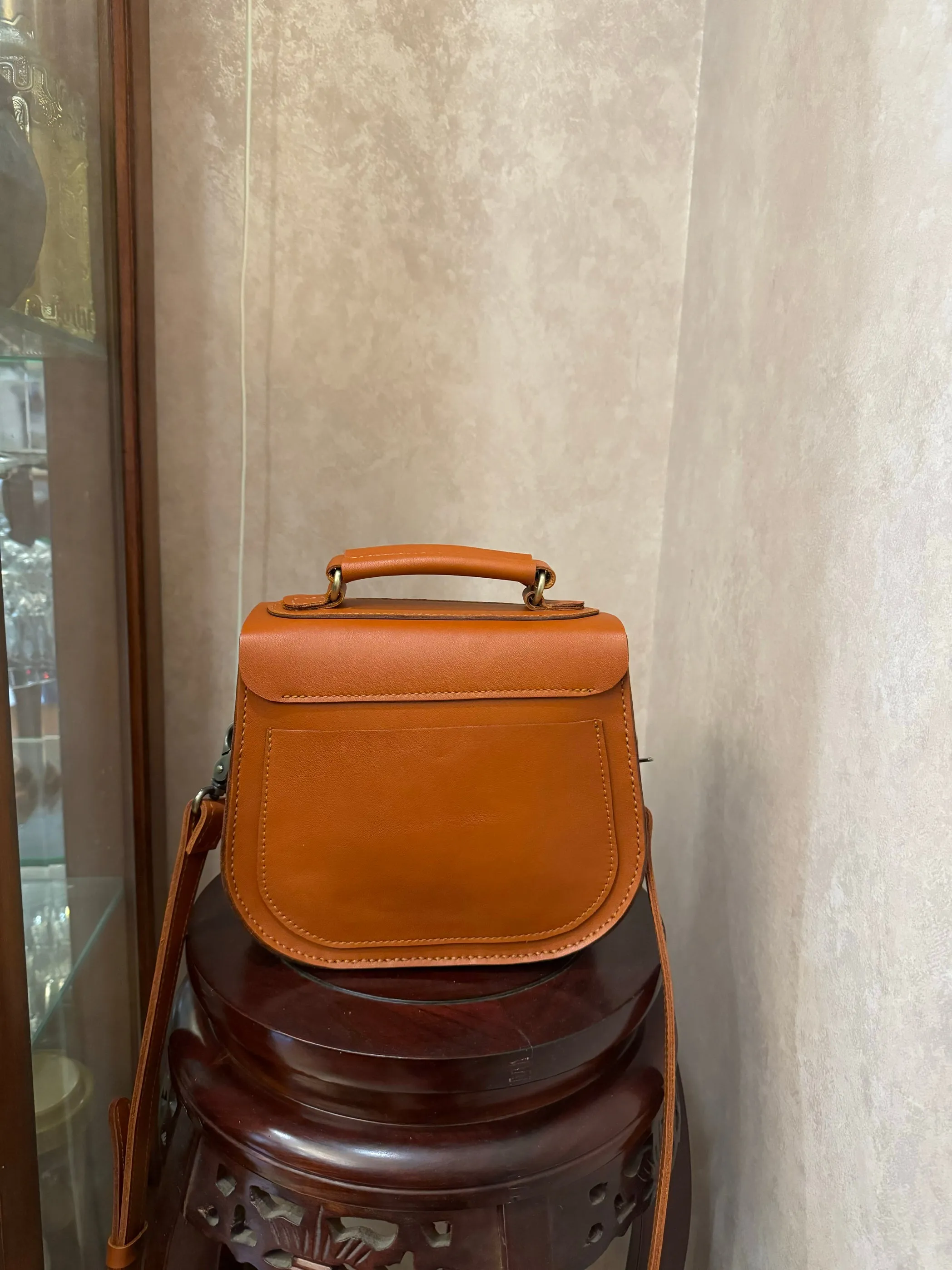Women's Small Leather Crossbody Saddle Bag Handmade Saddle Leather Crossbody Bag