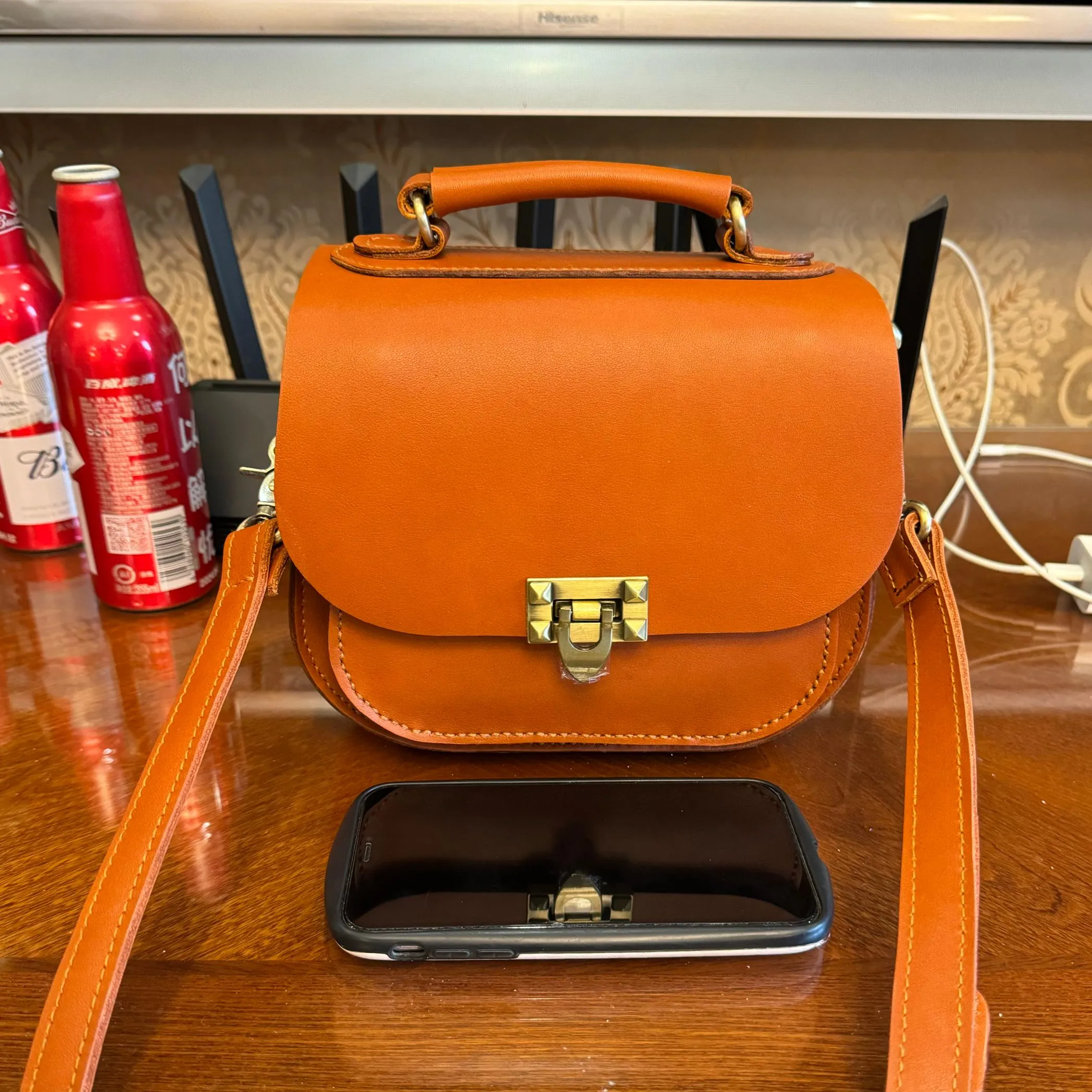 Women's Small Leather Crossbody Saddle Bag Handmade Saddle Leather Crossbody Bag