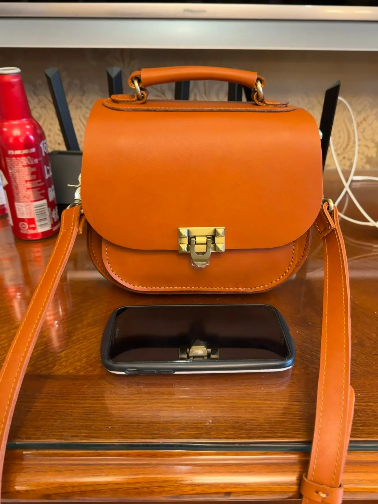 Women's Small Leather Crossbody Saddle Bag Handmade Saddle Leather Crossbody Bag