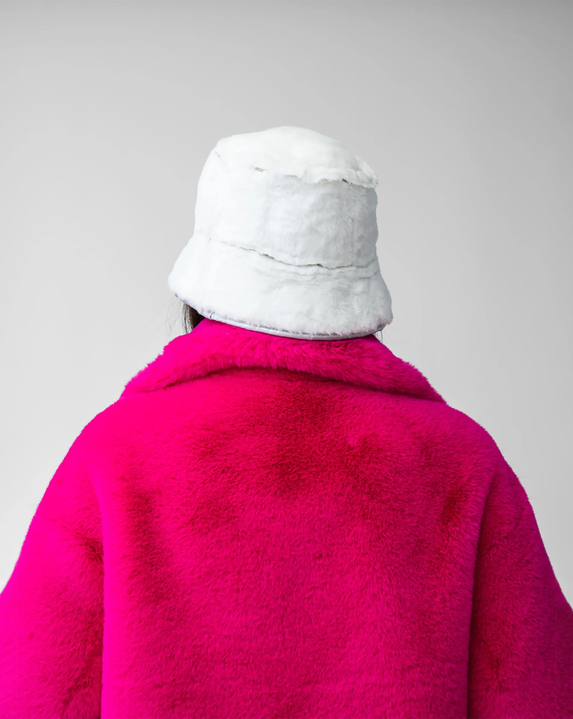 Woven Faux Leather & Faux Fur Reversible Bucket Hat
