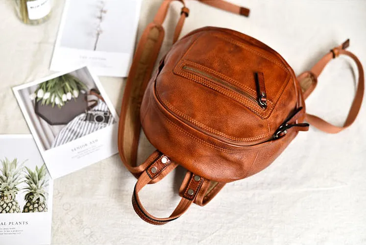 YAAGLE Girls' Casual Genuine Leather Mini Zipper Backpack YG9082