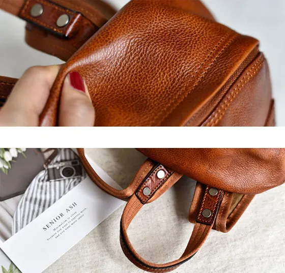 YAAGLE Girls' Casual Genuine Leather Mini Zipper Backpack YG9082