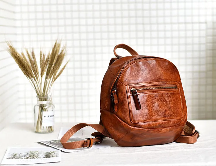 YAAGLE Girls' Casual Genuine Leather Mini Zipper Backpack YG9082