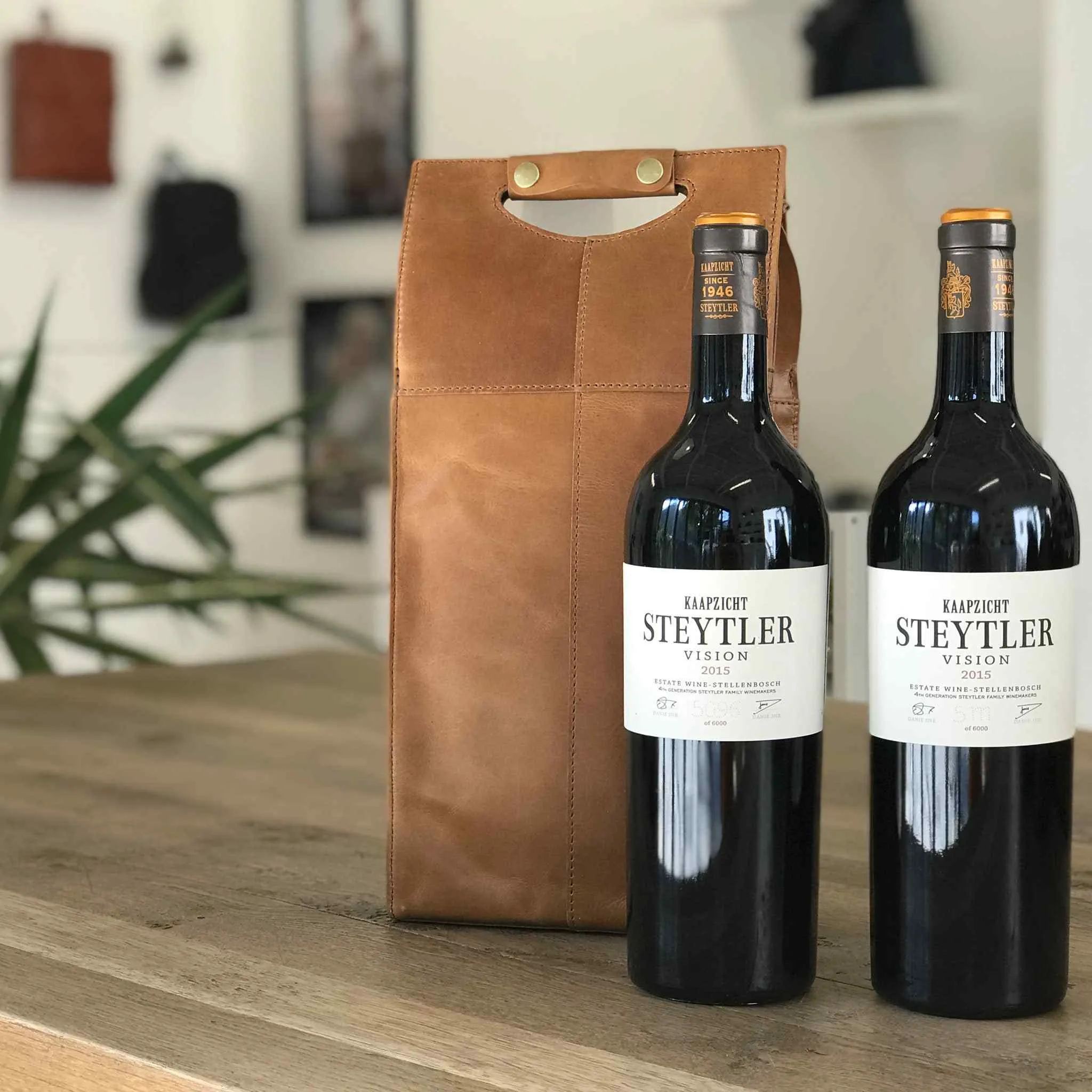Zemp Pinotage 2 Leather Wine Carrier | Chestnut
